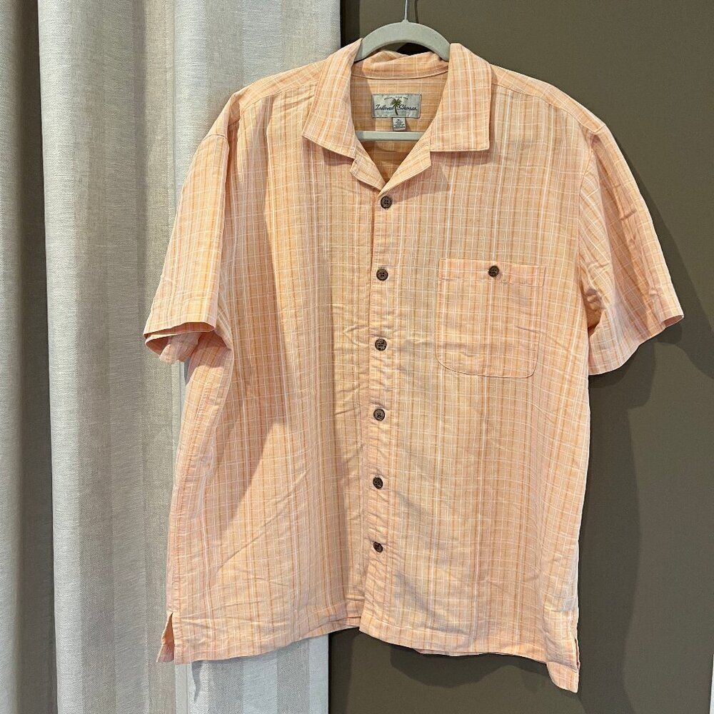 Men's Island Shores Peachy Orange Hawaiian Shirt, Button Down, Size XL